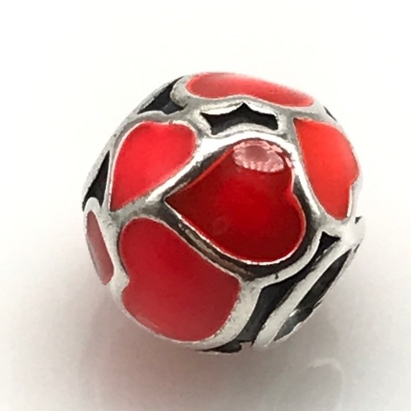 Pandora Red Hot Love Orange Enamel Rare Retired Bead Charm - Picture 1 of 5